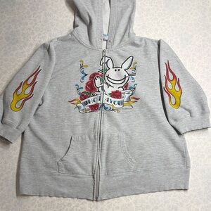 Y2K It’s Happy Bunny Zip Hoodie Juniors XXL 19 | Graphic Bunny Zip-Up  Emo Scene